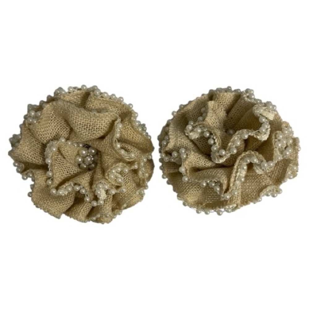 Handmade Burlap Lace & Pearl Flowers
on Clips Shabby Chic Wedding.